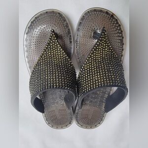 Black and Gold Embellished Women's Sandals